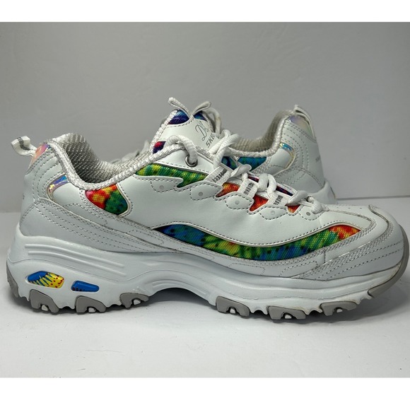 Skechers D Lites Women Tie Dye Chunky Sneakers White Rainbow Size 8 - Picture 6 of 13